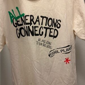 Denim & Flower Kids Tee - Cream with Black and Green Print